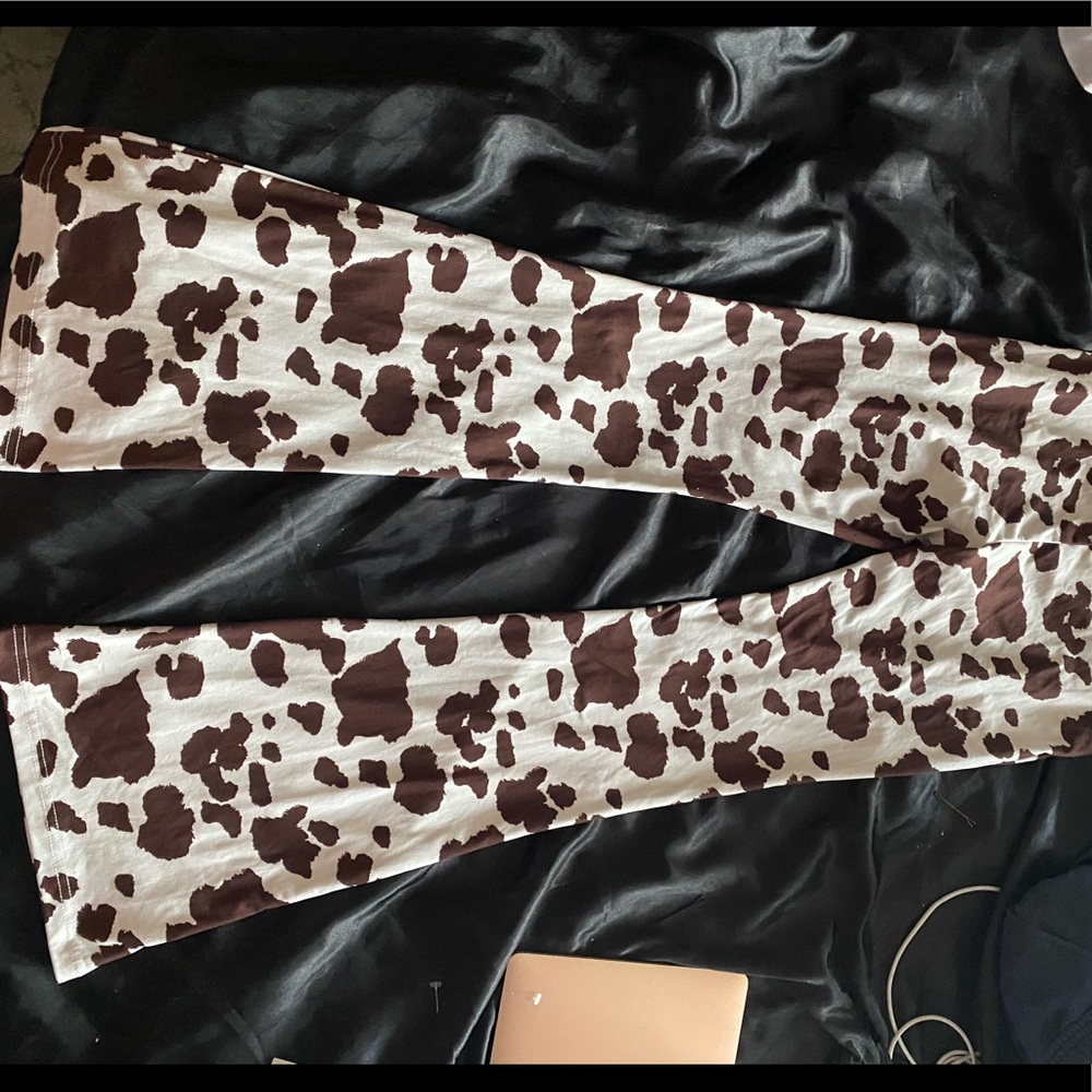 cow print flare pants